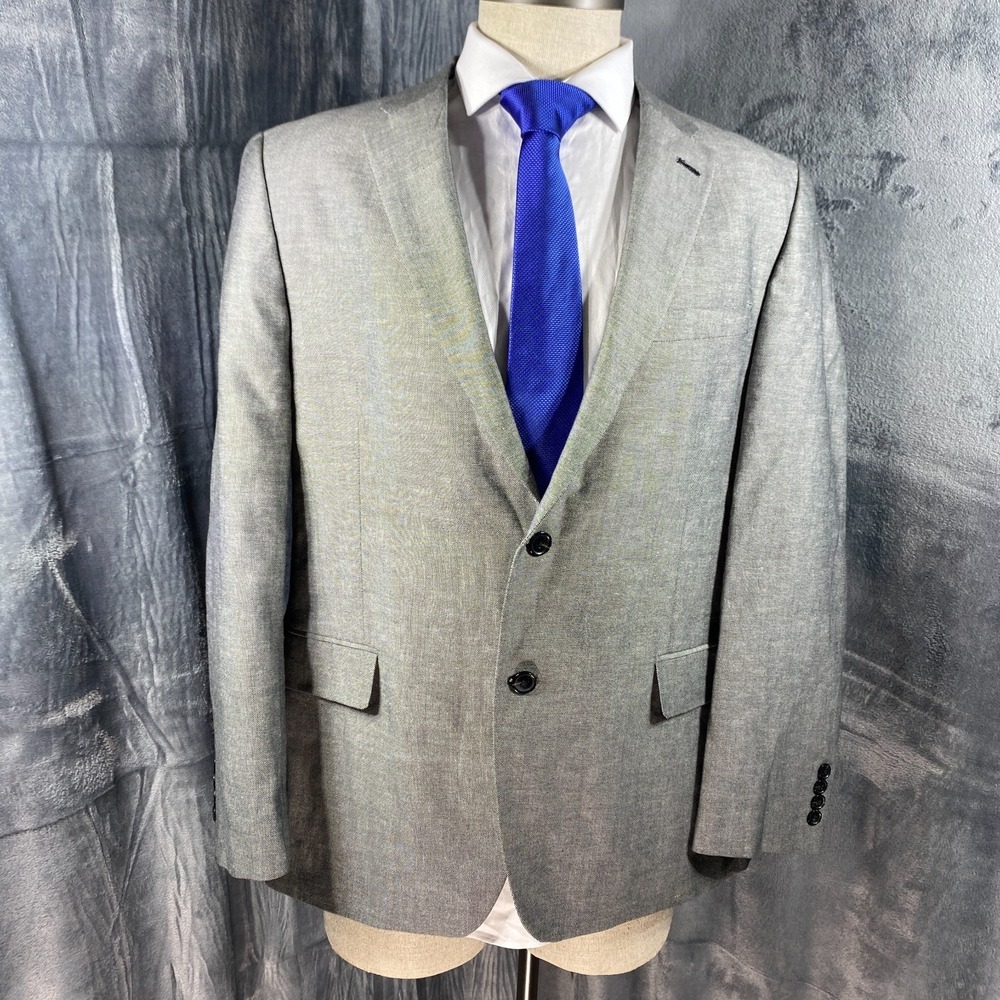 Tommy Hilfiger Linen Blend Blazer Men 44R Birds Eye Two Button Sport Coat Jacket